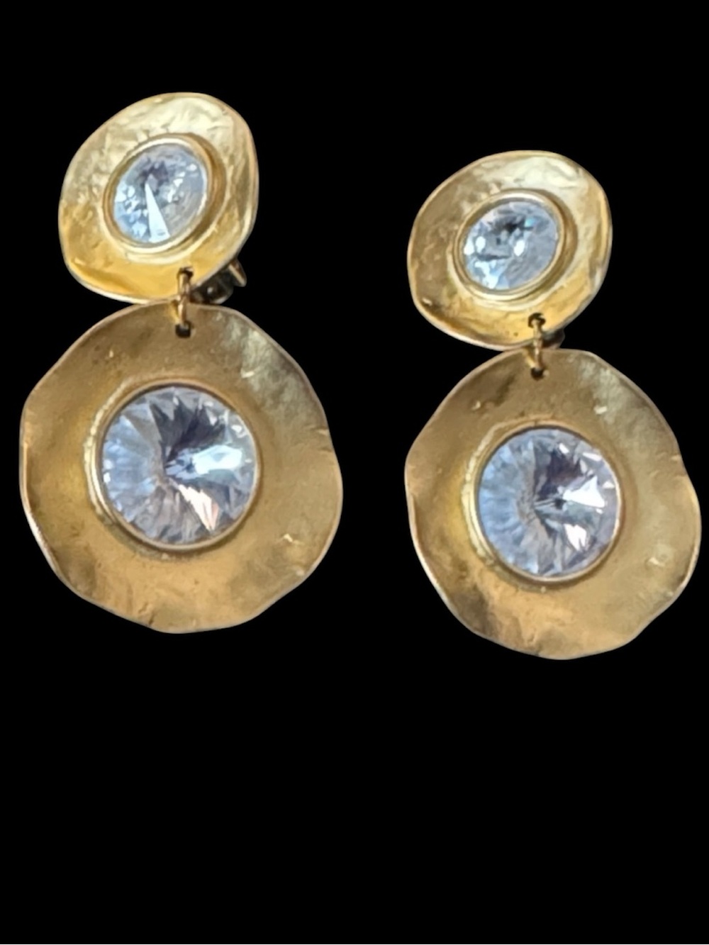 Vintage Signed Norma Jean Dangle Clip On Earrings Matte Gold